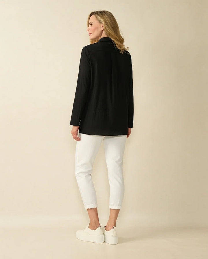Decollage Black Classic Cotton Dipped Hem Shirt