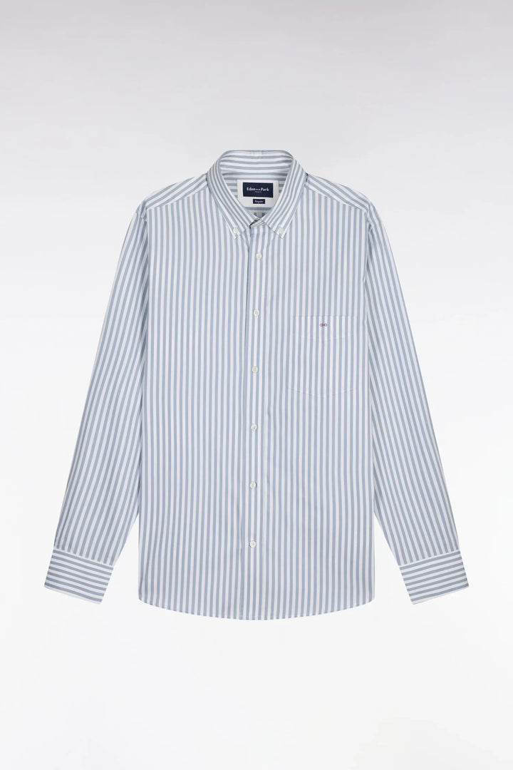 Eden Park Striped Straight Cut Shirt, Sky Blue