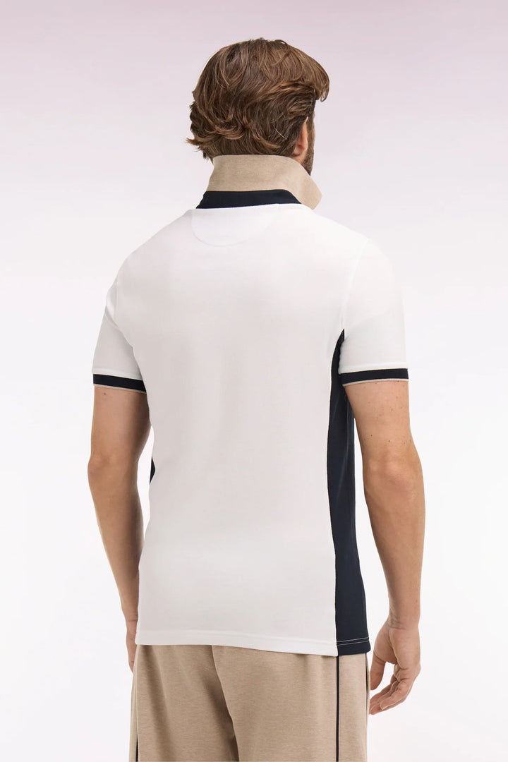 Eden Park White & Navy Slim Fit Polo Shirt