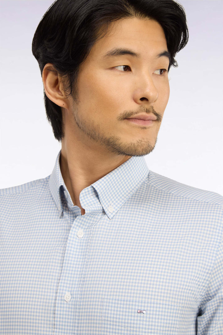 Eden Park Straight Cut Gingham Check Shirt, Blue