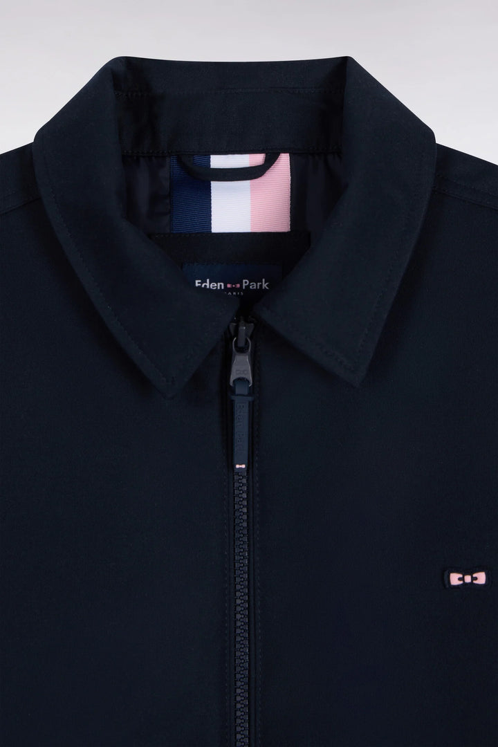 Eden Park Straight Cut Nylon Jacket with Ribbed Edges, Navy