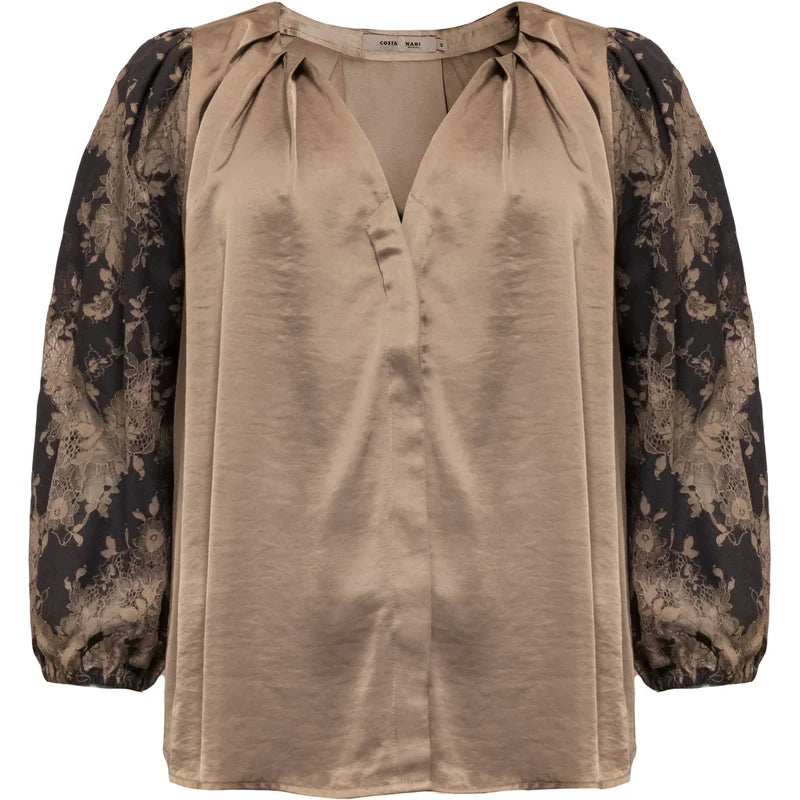 Costamani Laci Blouse, Grey Sand