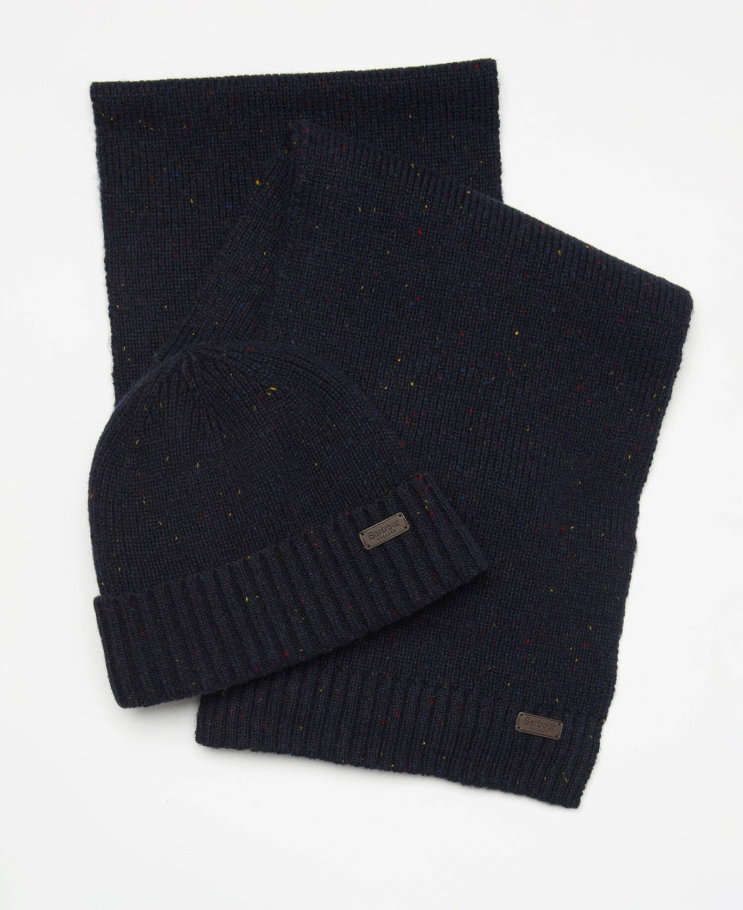 Barbour Carlton Fleck Beanie and Scarf Gift Set, Navy
