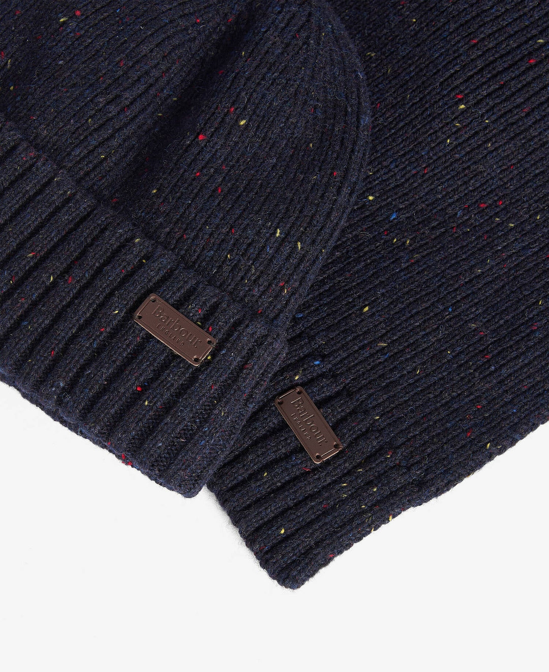 Barbour Carlton Fleck Beanie and Scarf Gift Set, Navy