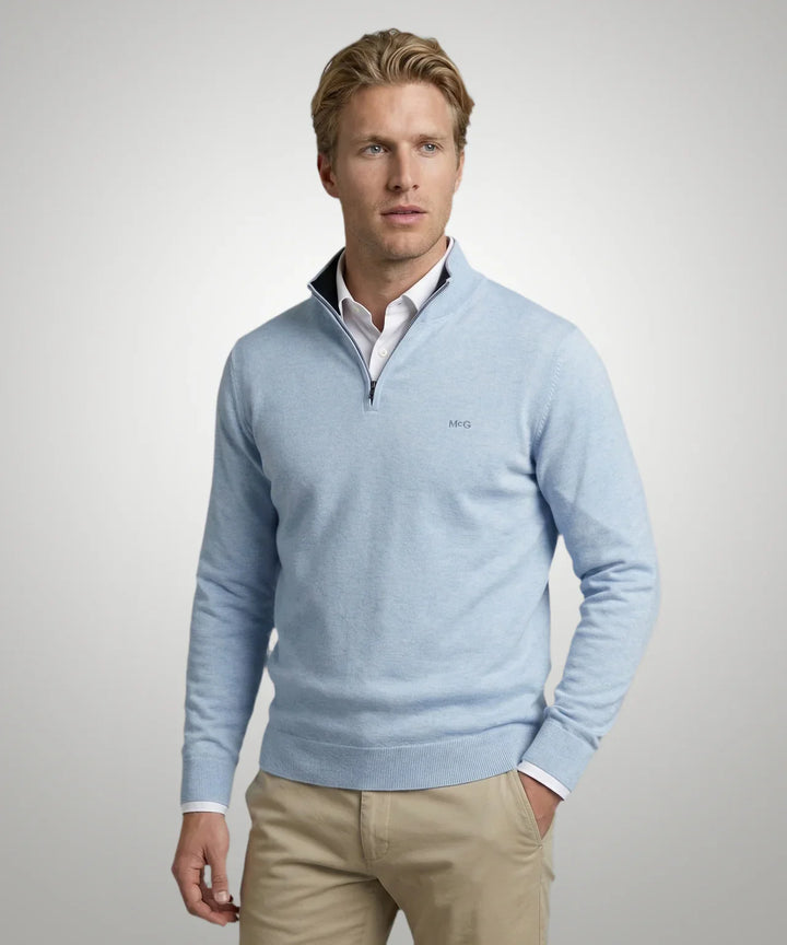 McGregor Light Blue Zip Mock Sweater