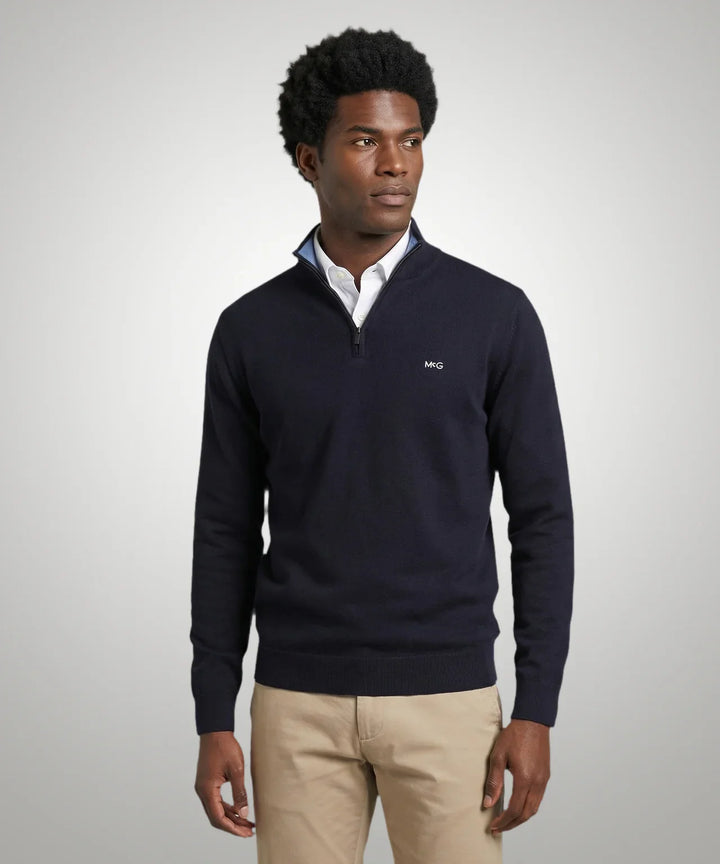 McGregor Navy Zip Mock Sweater