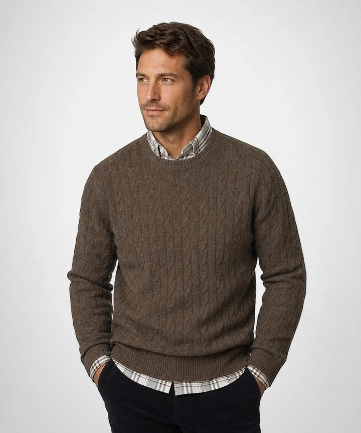 McGregor Lambswool Cable Knit Sweater, Brown