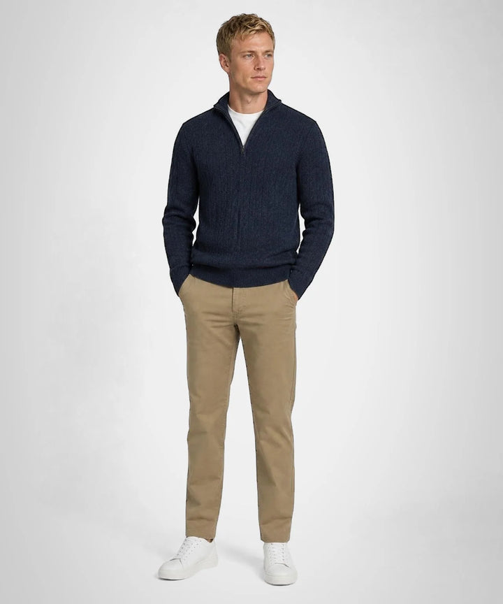 McGregor Lambswool Cable Zip Knit Sweater, Navy