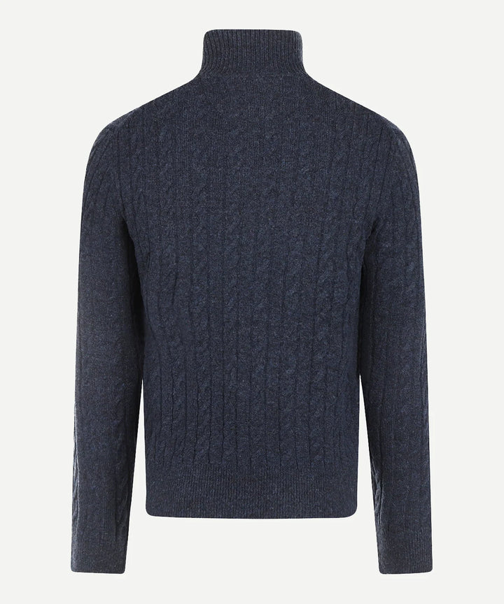 McGregor Lambswool Cable Zip Knit Sweater, Navy
