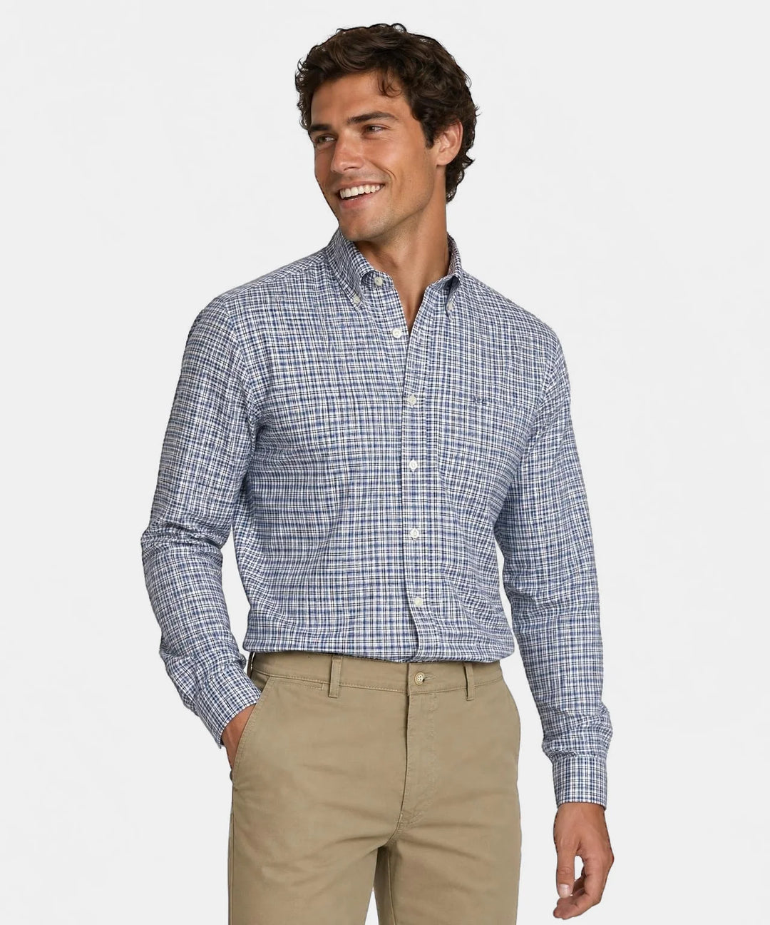 McGregor Stretch Oxford Check Shirt, Navy