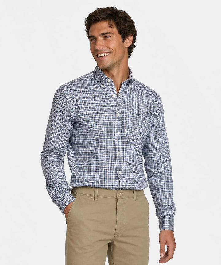 McGregor Stretch Oxford Check Shirt, Navy