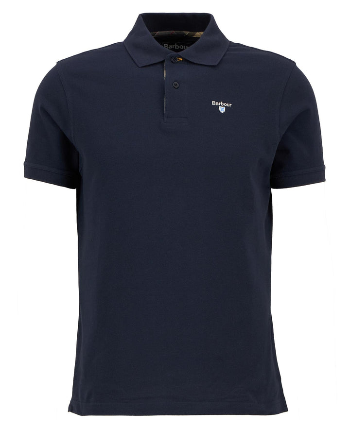 Barbour Tartan Pique Tailored Polo Shirt, New Navy
