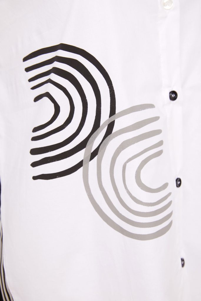 NAYA Stripped Sections Placement Print Shirt