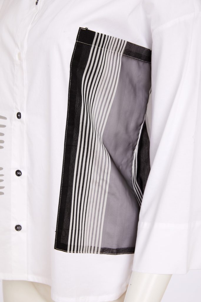 NAYA Stripped Sections Placement Print Shirt