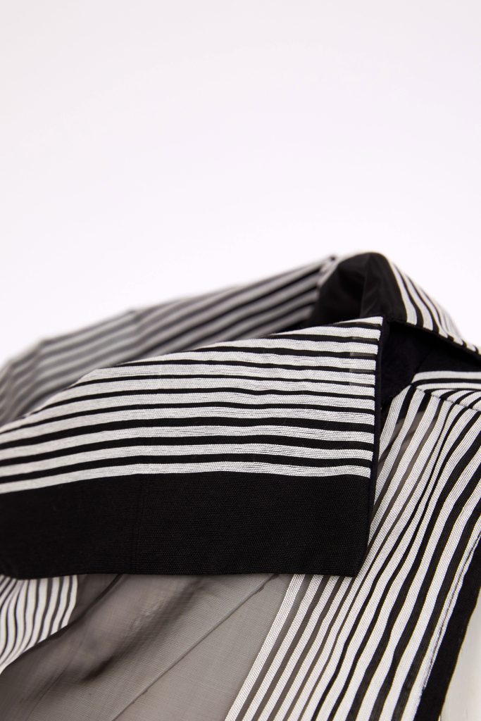 NAYA Striped Cut Away Collar Top