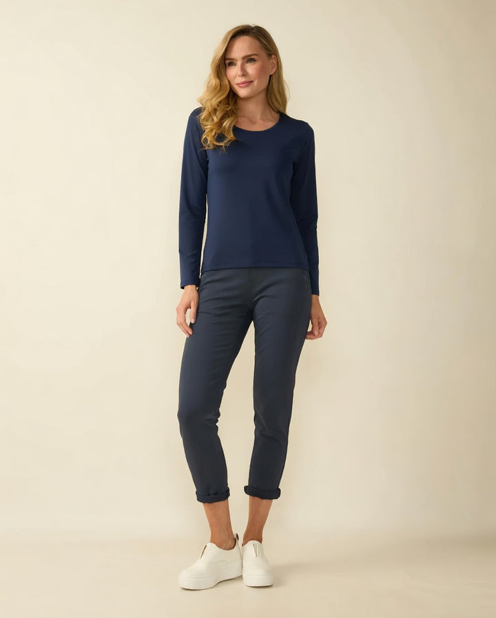 Decollage PAULA Navy Long Sleeve Top