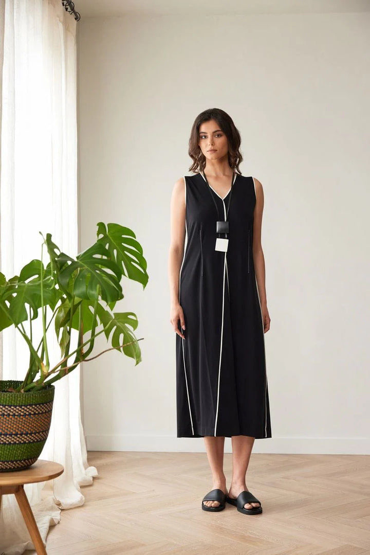 Peruzzi Black Piped Dress