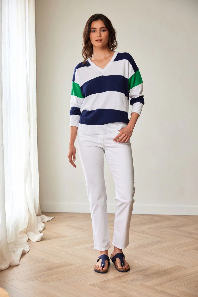 Peruzzi Striped V-Neck Knit