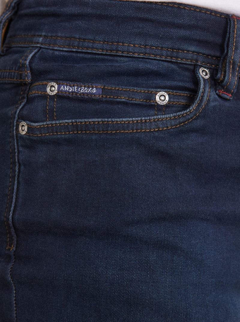 André Sanchez Blue Black Worn Look Straight Jeans