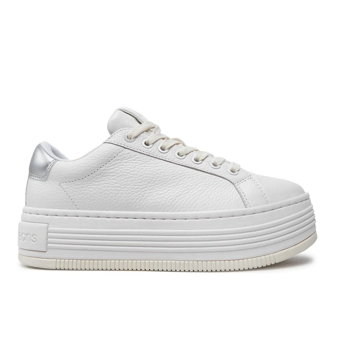 Calvin Klein White & Grey Platform Lace Up Trainers