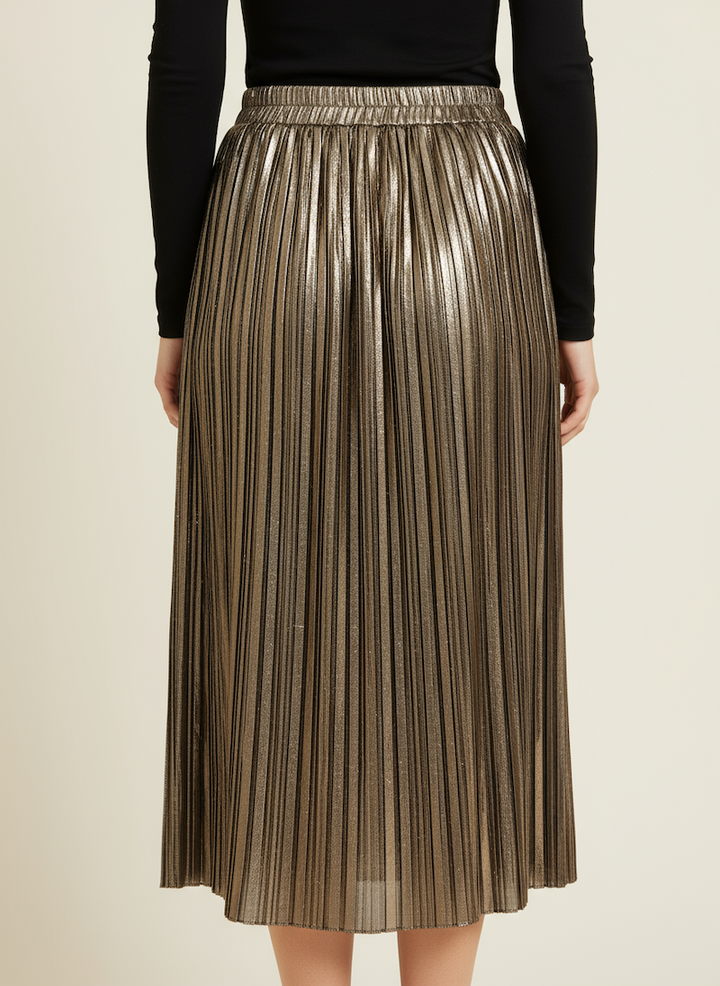 Bronze Shiny & Pleated Skirt