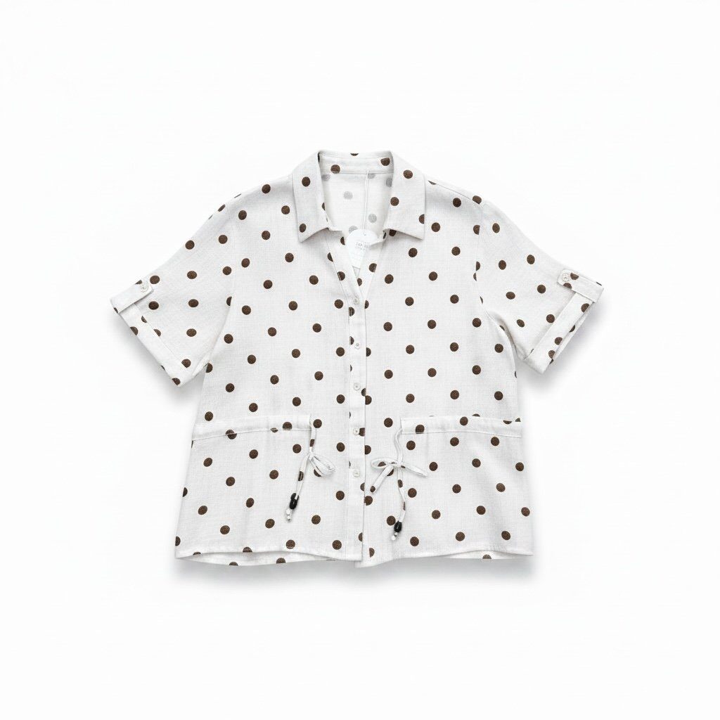 Short-sleeve polka dot print blouse - image 6