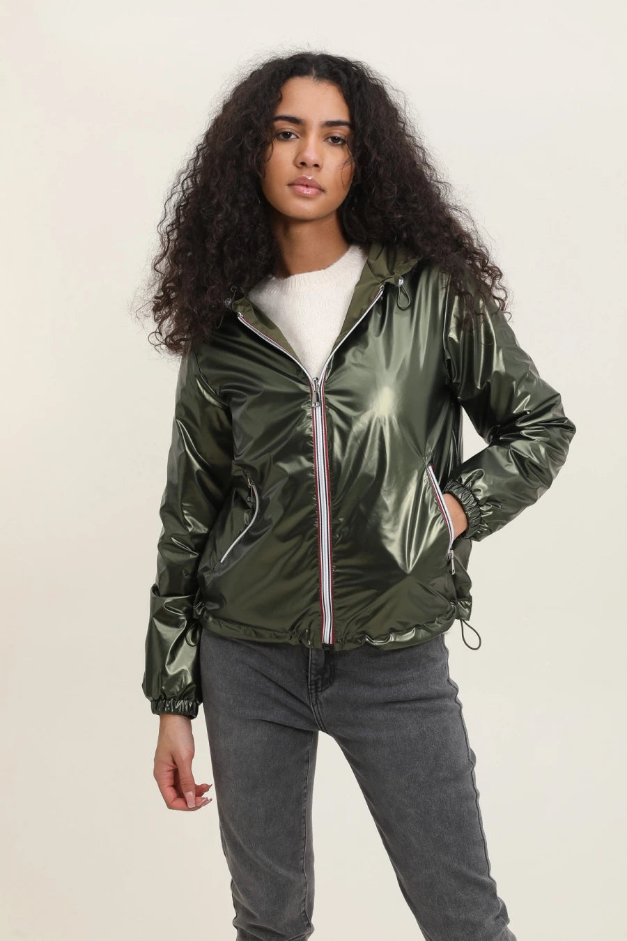 Short Waterproof Reversible Windbreaker