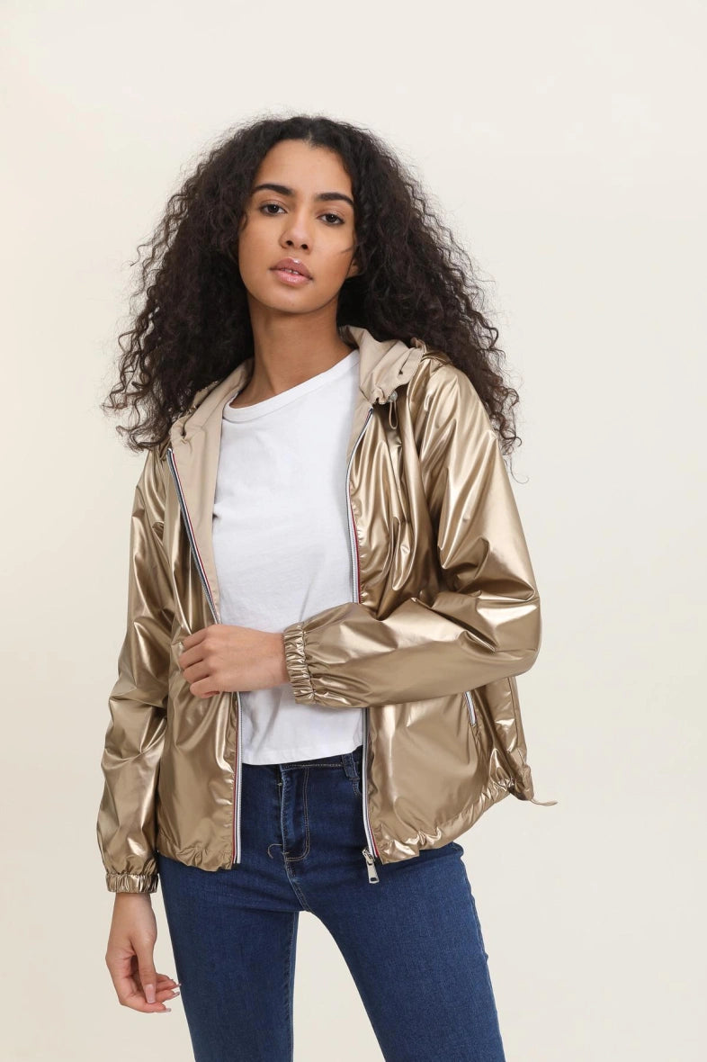Short Waterproof Reversible Windbreaker
