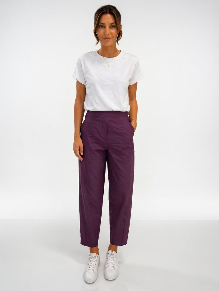Lightweight Cropped Barrel Travel Trousers