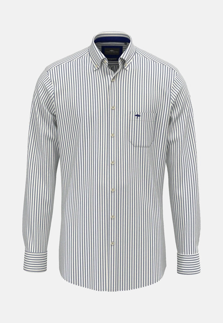 Fynch Hatton Poplin Stripe Button Down Shirt, Navy