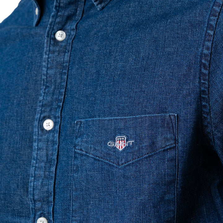 GANT Slim Fit Button Collar Shirt, Navy Blue