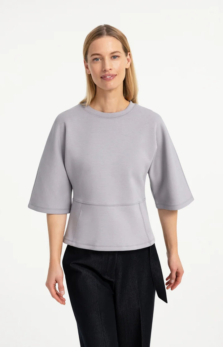 YAYA Jersey Top with Wide Mid-length Sleeves, Full Moon Grey