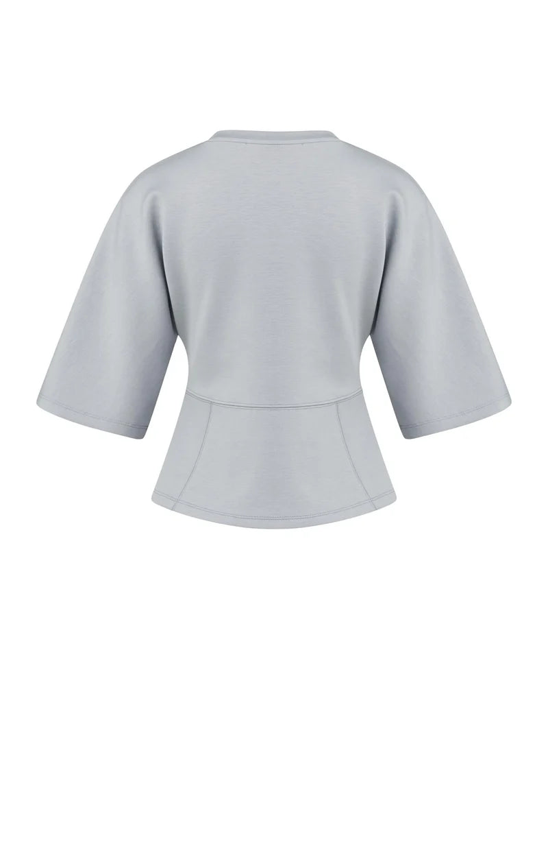 YAYA Jersey Top with Wide Mid-length Sleeves, Full Moon Grey