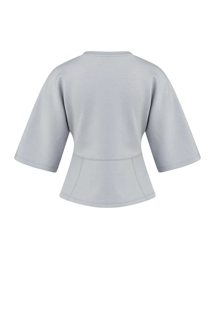 YAYA Jersey Top with Wide Mid-length Sleeves, Full Moon Grey