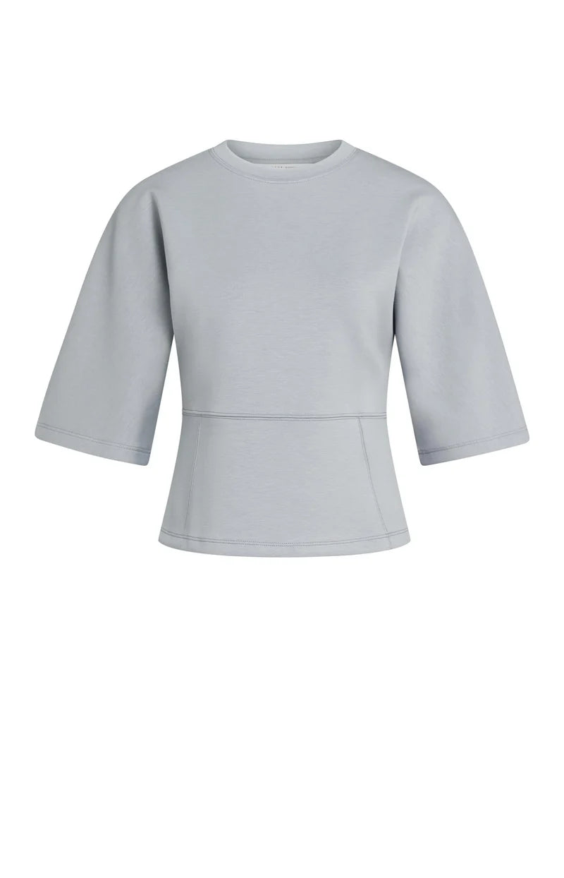 YAYA Jersey Top with Wide Mid-length Sleeves, Full Moon Grey
