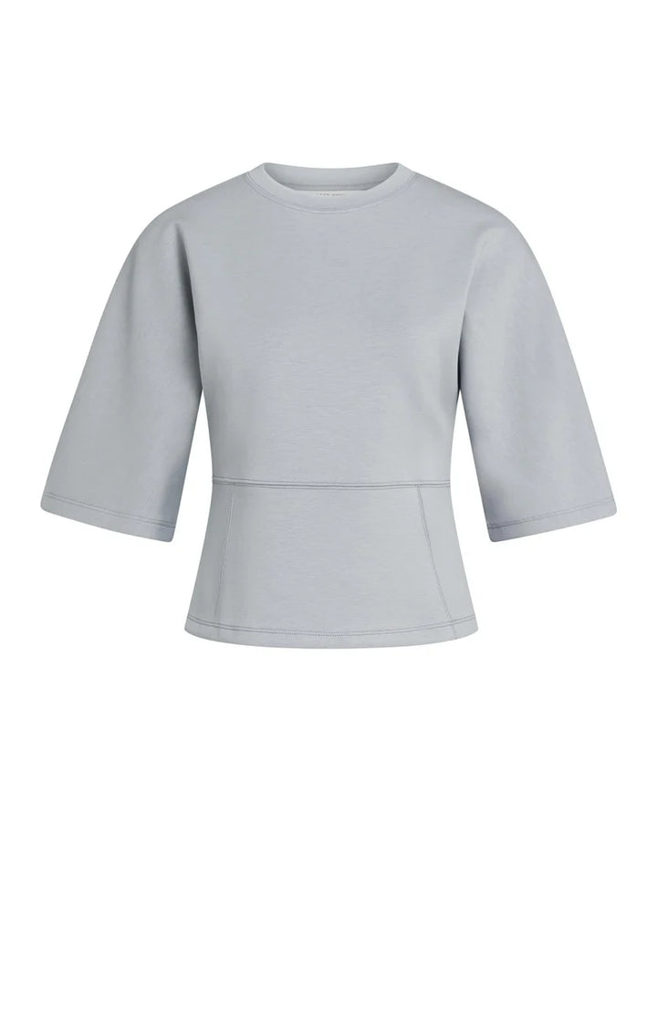 YAYA Jersey Top with Wide Mid-length Sleeves, Full Moon Grey