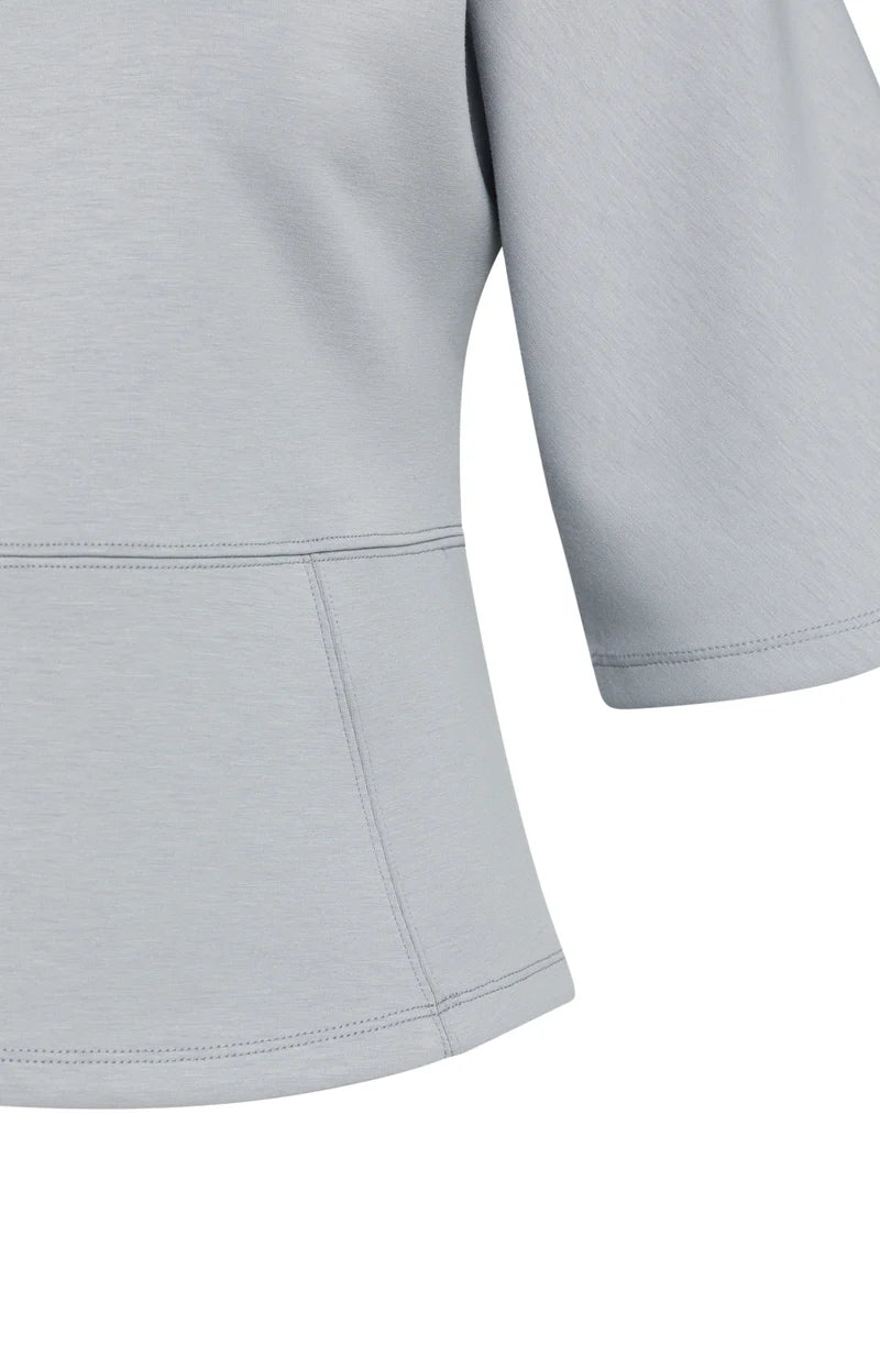 YAYA Jersey Top with Wide Mid-length Sleeves, Full Moon Grey