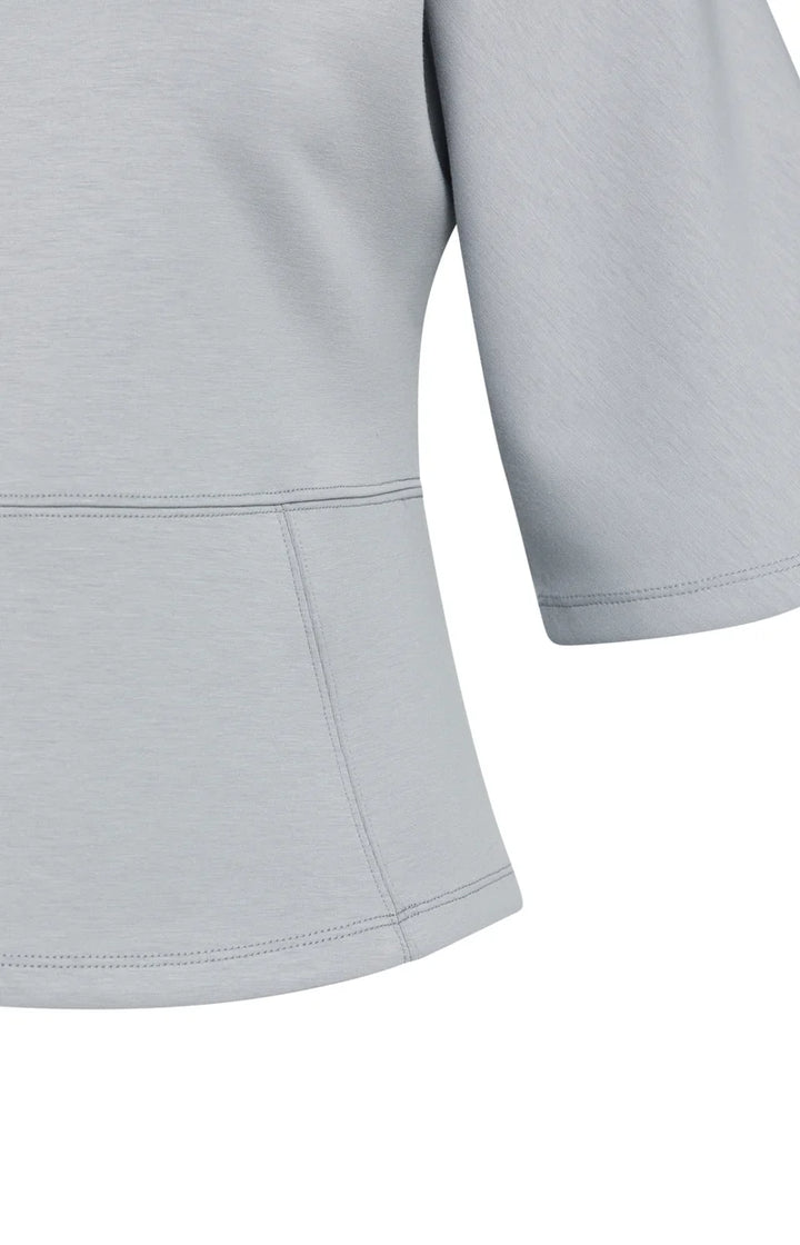 YAYA Jersey Top with Wide Mid-length Sleeves, Full Moon Grey
