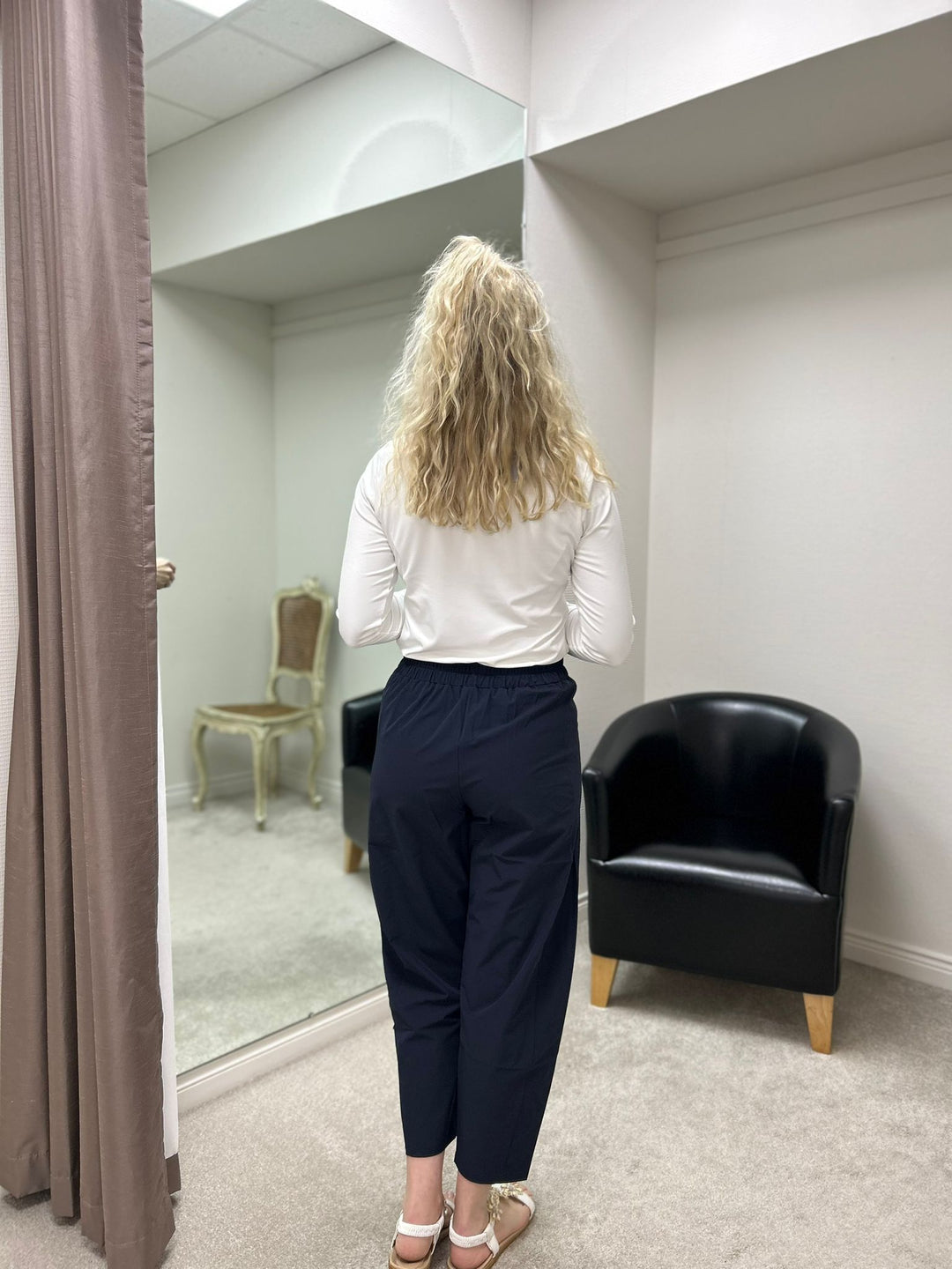 Lightweight Navy Cropped Travel Trousers