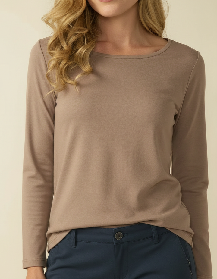 Decollage PAULA Taupe Long Sleeve Top