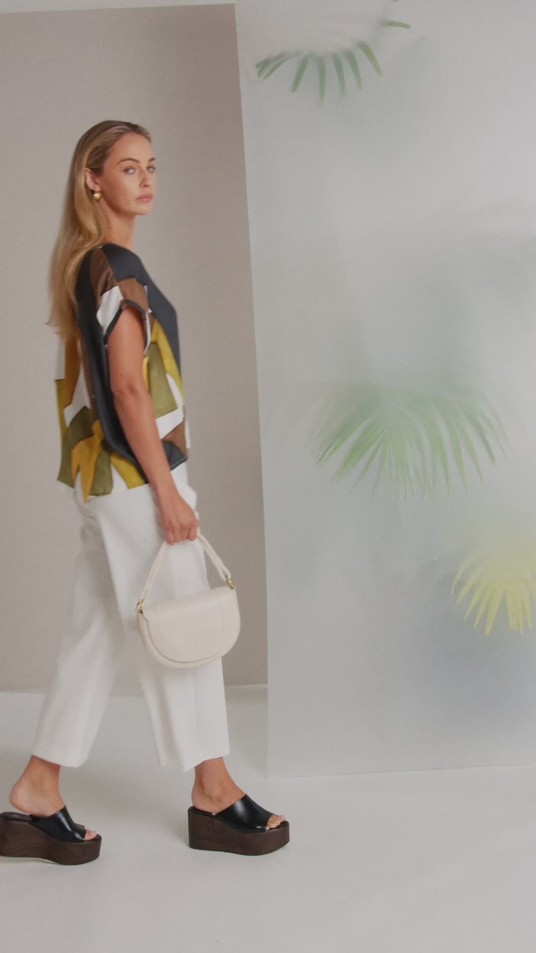 NAYA White Wide Leg Soft Pull Up Trousers