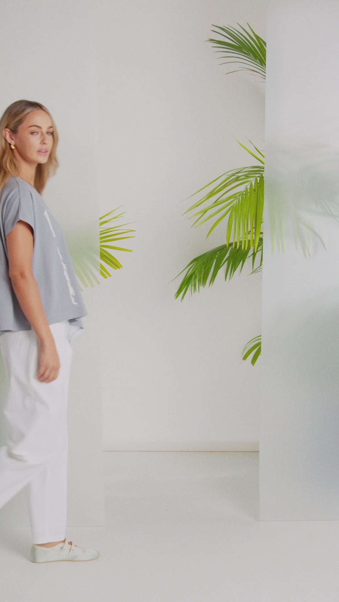 NAYA Dove & White Placement Print Top