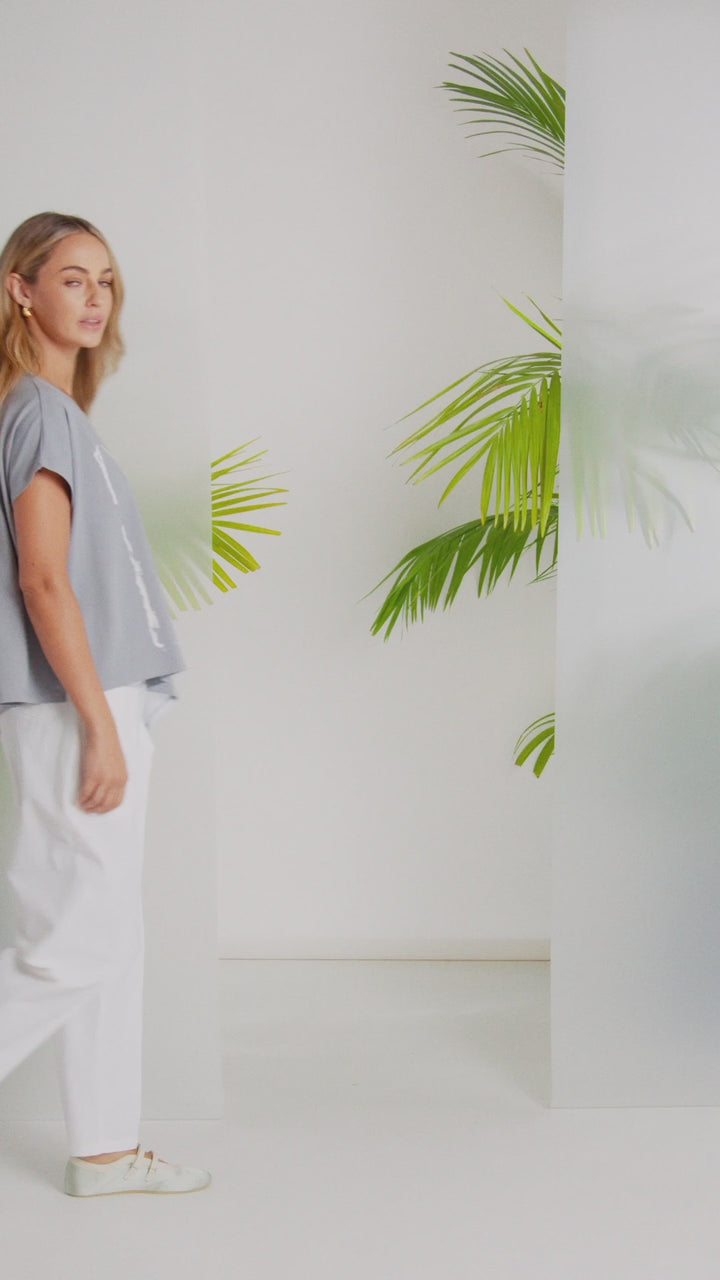 NAYA Dove & White Placement Print Top