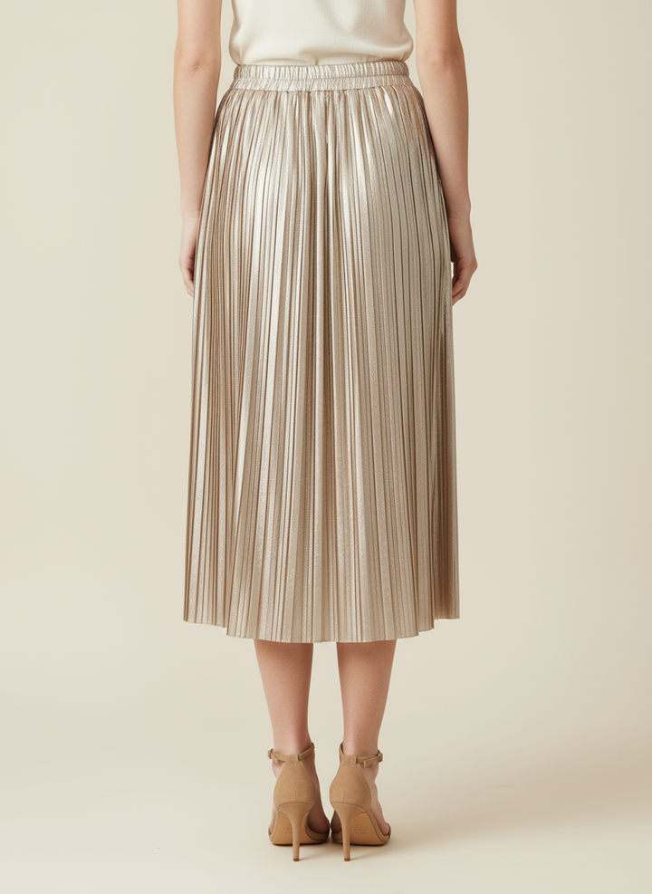 Rose Shiny & Pleated Skirt