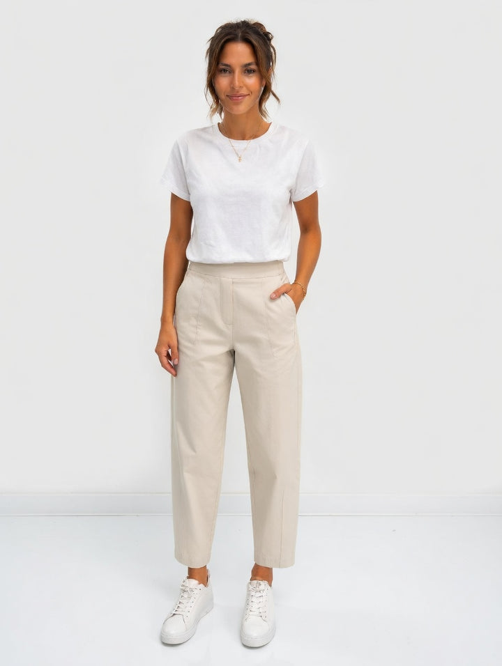 Lightweight Cropped Barrel Travel Trousers
