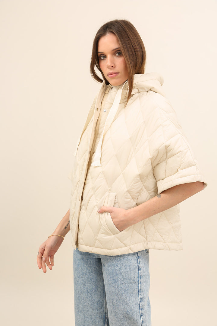 Oversized quilted jacket with hood - image 2